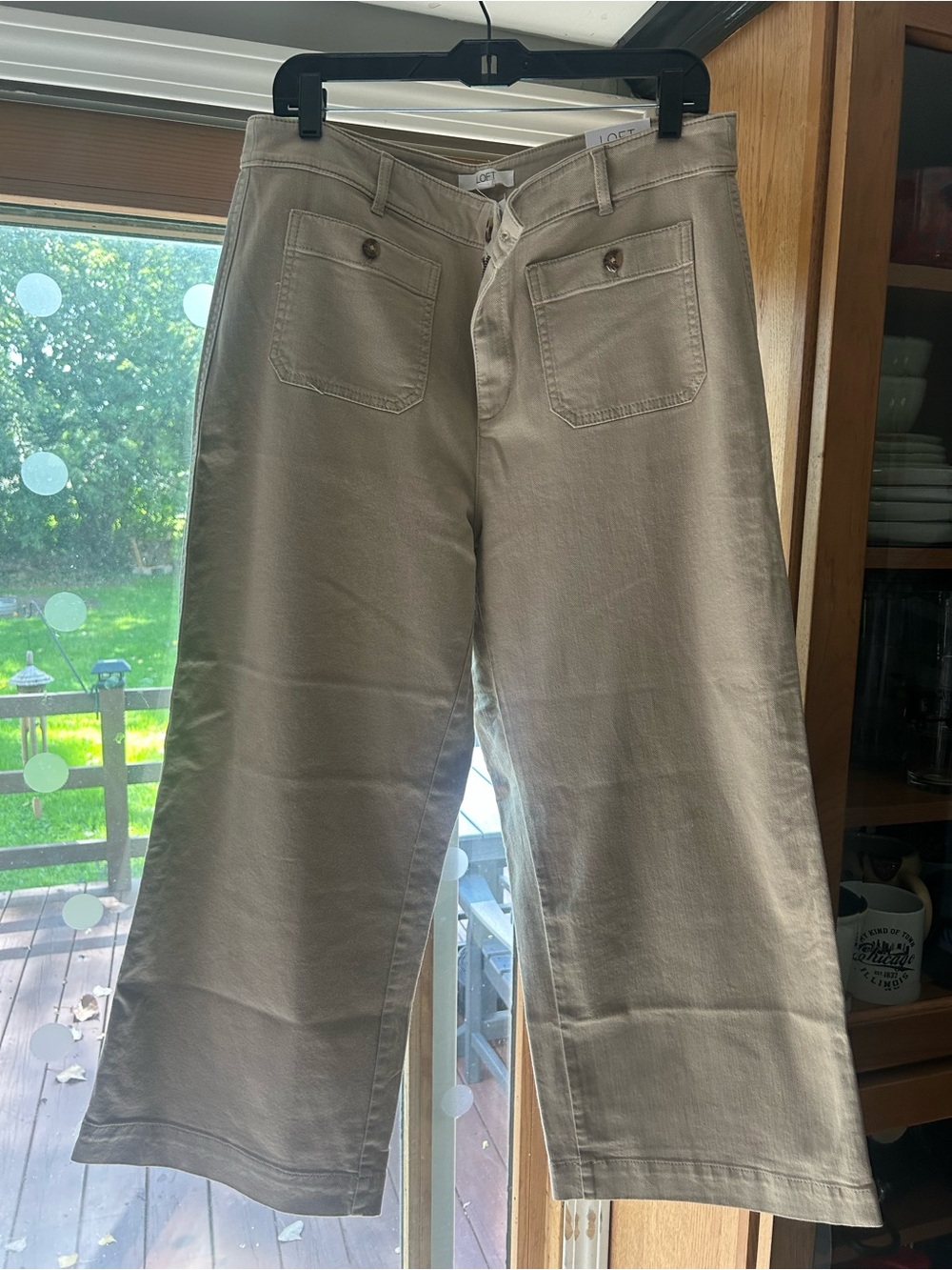 LOFT Wide-Leg Crop Chinos in Light Khaki
